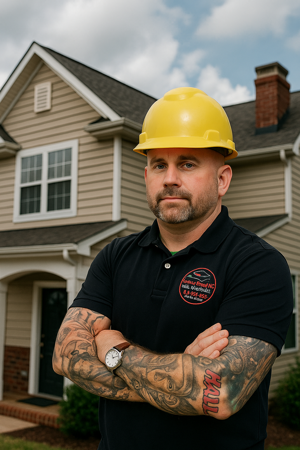 image shows Chris Holland AI generated, owner of Roofline Xperts in Raleigh NC